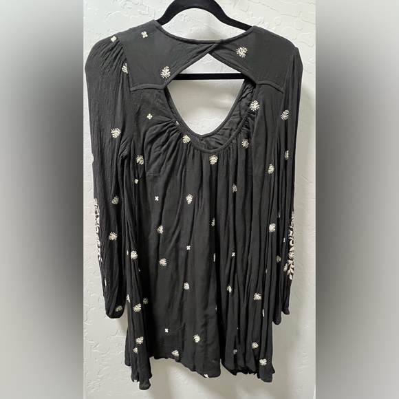 Free People Talia Embroidered Black Mini Dress. - Picture 3 of 4